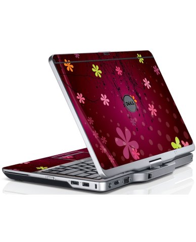 Retro Pink Flowers Dell XT3 Laptop Skin