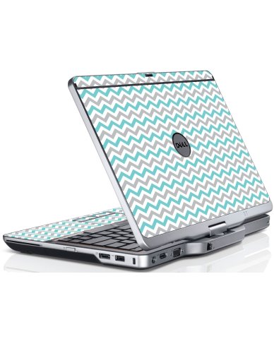 Teal Grey Chevron Wave Dell XT3 Laptop Skin