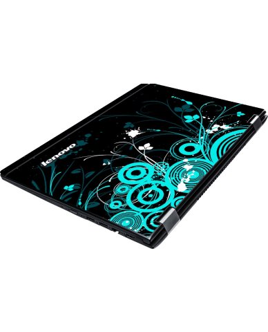 Lenovo Edge 2-1580 BLACK AND BABY BLUE BUTTERFLY Laptop Skin