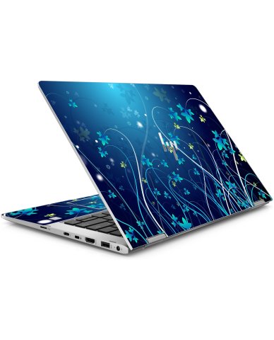 HP EliteBook X360 1030 G3 BLUE FLOWERS Laptop Skin