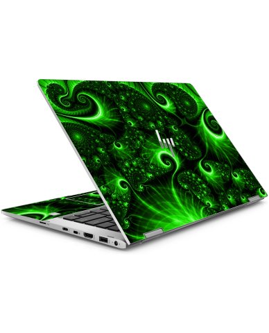 HP EliteBook X360 1030 G3 GREEN SWIRLS Laptop Skin