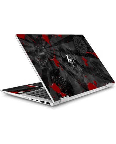 HP EliteBook X360 1040 G5 / G6 BLACK SKULLS RED Laptop Skin