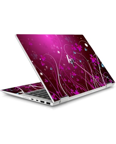 HP EliteBook X360 1040 G5 / G6 PINK BLUE FLOWERS Laptop Skin