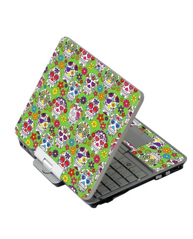 Green Sugar Skulls HP 2760P Laptop Skin