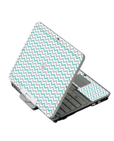 Teal Grey Chevron Waves HP 2760P Laptop Skin
