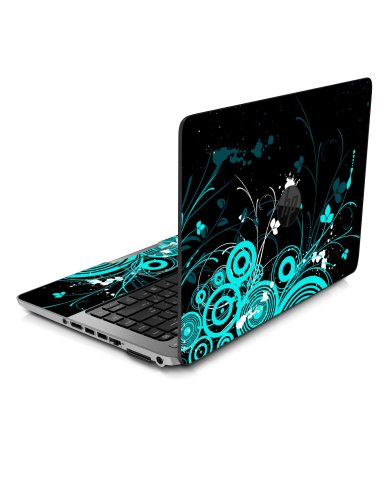 HP ProBook 650 G1 BLACK AND BABY BLUE BUTTERFLY Skin