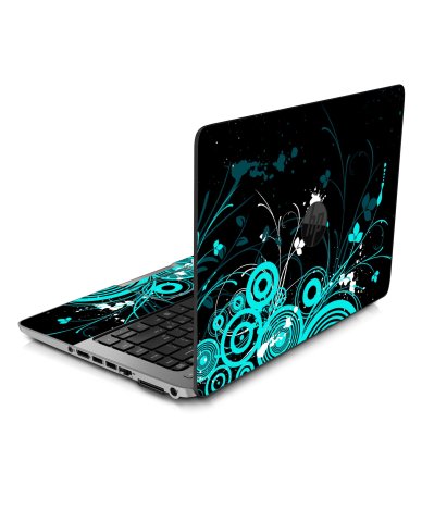 ProBook 640 G1 BLACK AND BABY BLUE BUTTERFLIES Laptop Skin