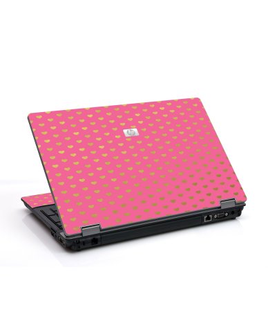 Pink With Gold Hearts 6530B Laptop Skin
