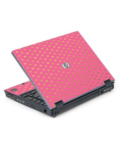 Pink With Gold Hearts 6710B Laptop Skin