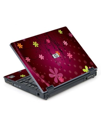 Retro Pink Flowers 6710B Laptop Skin