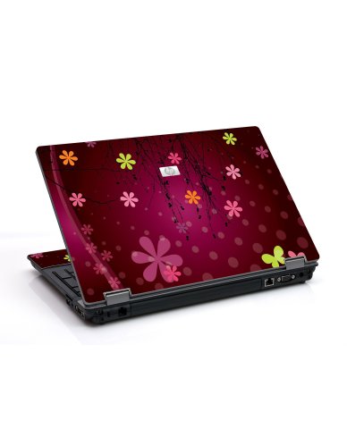 Retro Pink Flowers 6730B Laptop Skin