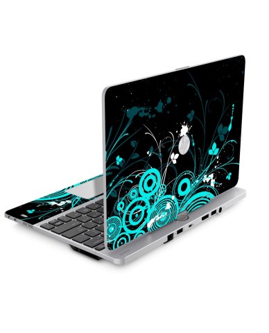 HP TouchSmart Tx2 BLACK AND BABY BLUE BUTTERFLY Laptop Skin