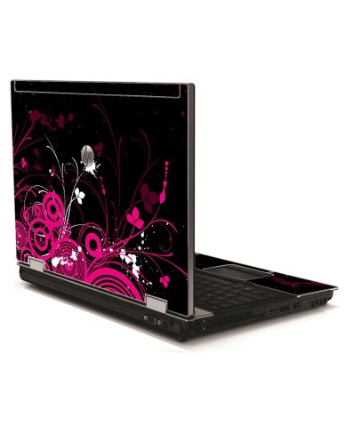 HP EliteBook 8540P BLACK AND PINK BUTTERFLY Laptop Skin