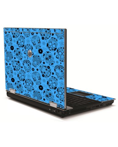 Crazy Blue Sugar Skulls HP 8540W Laptop Skin