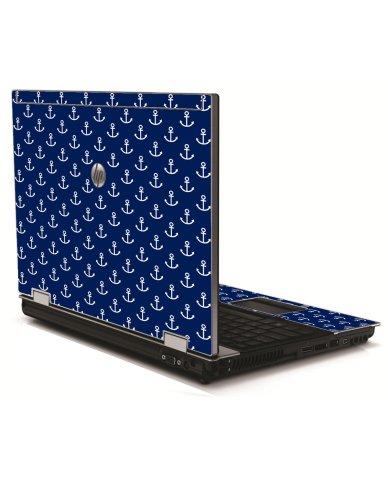 Navy White Anchors HP 8540W Laptop Skin