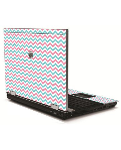 Pink Teal Chevron Waves HP 8540W Laptop Skin