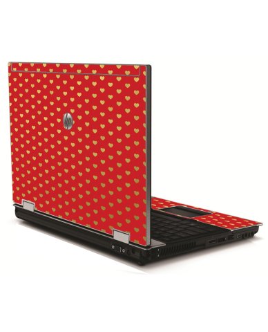 Red Gold Hearts HP 8540W Laptop Skin
