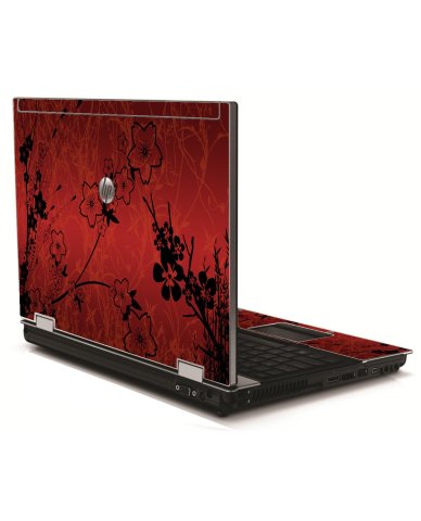 Retro Red Flowers HP 8540W Laptop Skin