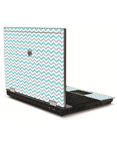 Teal Grey Chevron Waves HP 8540W Laptop Skin