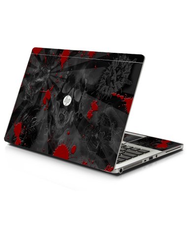 HP EliteBook Folio 9480M BLACK SKULLS RED Laptop Skin