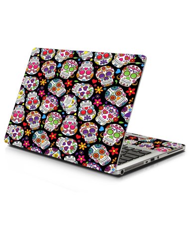 Sugar Skulls Black Flowers HP 9470M Laptop Skin