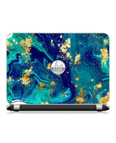 HP 215 G1 NoteBook BLUE AND GOLD MARBLE Laptop Skin