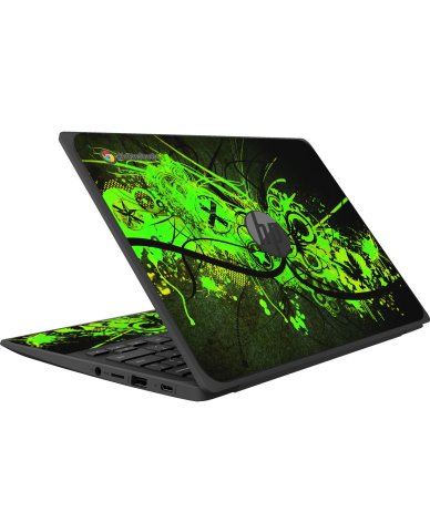 HP Chromebook 11 G8 G9 EE GRAFFITI GREEN Laptop Skin