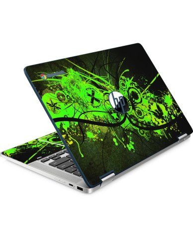 HP Chromebook X360 14A CA0790WM GRAFFITI GREEN Laptop Skin