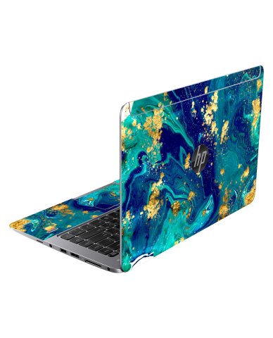 HP EliteBook Folio 1040 G1 BLUE AND GOLD MARBLE  Laptop Skin