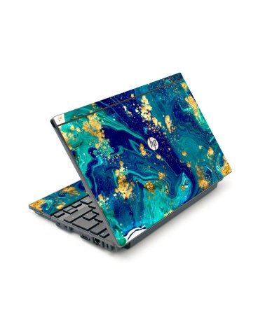 HP Mini 5103 BLUE AND GOLD MARBLE Laptop Skin