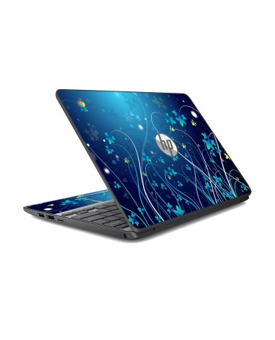 HP Chromebook 11 G3 BLUE FLOWERS Laptop Skin