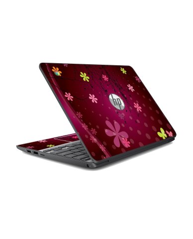 HP Chromebook 11 G2 RETRO PINK FLOWERS Laptop Skin