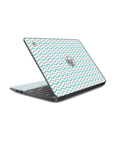 HP Chromebook 14 G5 EE TEAL GREY CHEVRON Laptop Skin