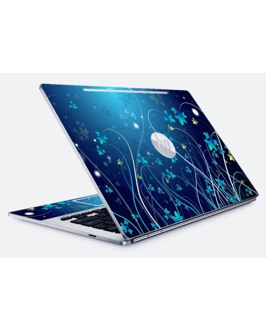 HP Chromebook 13 G1 BLUE FLOWERS Laptop Skin