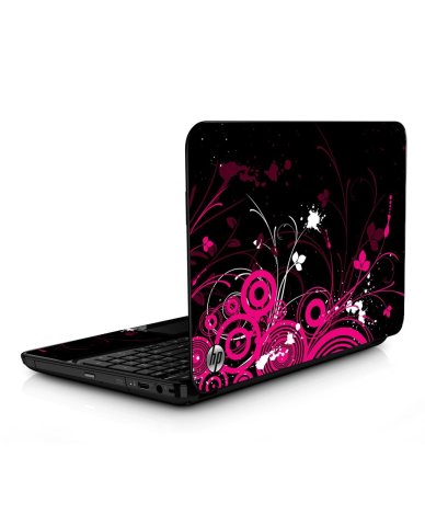 HP Pavilion 14 C025US BLACK AND PINK BUTTERFLY Laptop Skin
