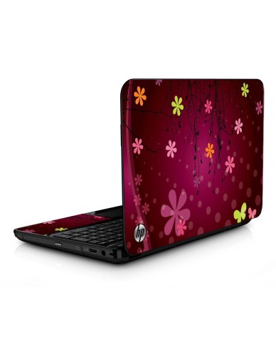 HP Mini 1104 RETRO PINK FLOWERS Laptop Skin