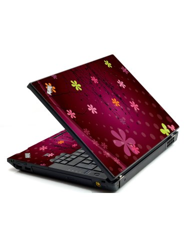 Retro Pink Flowers IBM L412 Laptop Skin