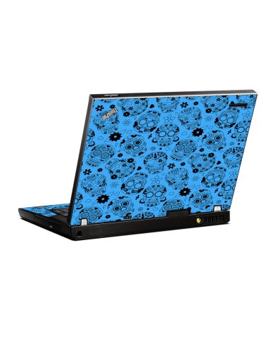 Crazy Blue Sugar Skulls IBM T400 Laptop Skin