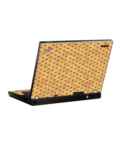 Gold Pink Hearts IBM T400 Laptop Skin