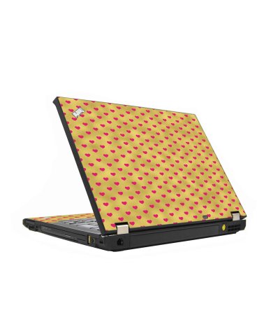 Gold Pink Hearts IBM T410 Laptop Skin 