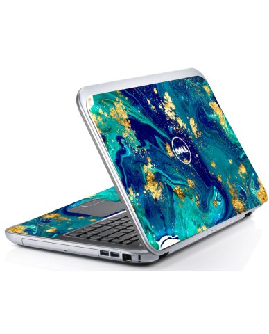 Dell Inspiron 15R BLUE AND GOLD MARBLE Laptop Skin