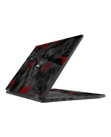Dell Latitude 7389 2 IN 1 BLACK SKULLS RED Laptop Skin