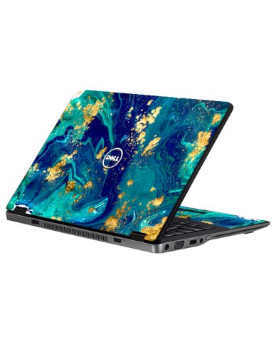 Dell Latitude E6420U / E6430U BLUE AND GOLD MARBLE Laptop Skin