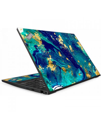 ThinkPad E580 BLUE AND GOLD MARBLE Laptop Skin