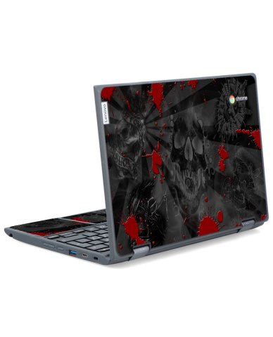 IBM/Lenovo Chromebook 500e G2 BLACK SKULLS RED Laptop Skin