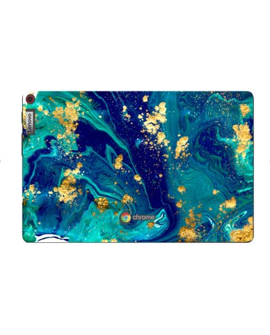IBM/Lenovo Chromebook 10e Tablet BLUE AND GOLD MARBLE Laptop Skin