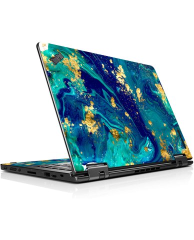 ThinkPad YOGA 12 BLUE AND GOLD MARBLE Laptop Skin