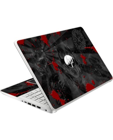HP NoteBook 14-DQ0057NR BLACK SKULLS RED Laptop Skin
