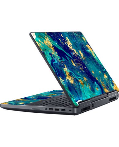 Dell Precision 7530 / 7540 BLUE AND GOLD MARBLE Laptop Skin