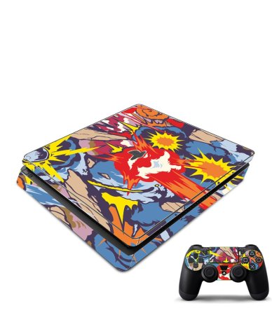 Playstation PS4 Slim Comic Explosions Console Skin